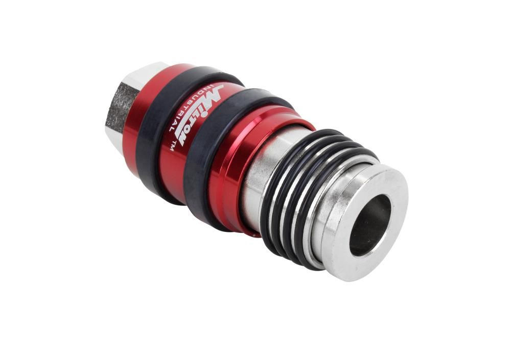 Milton 2 In ONE Universal Safety Exhaust Coupler  1/4in FNPT x 3/8in Body Flow, large image number 2