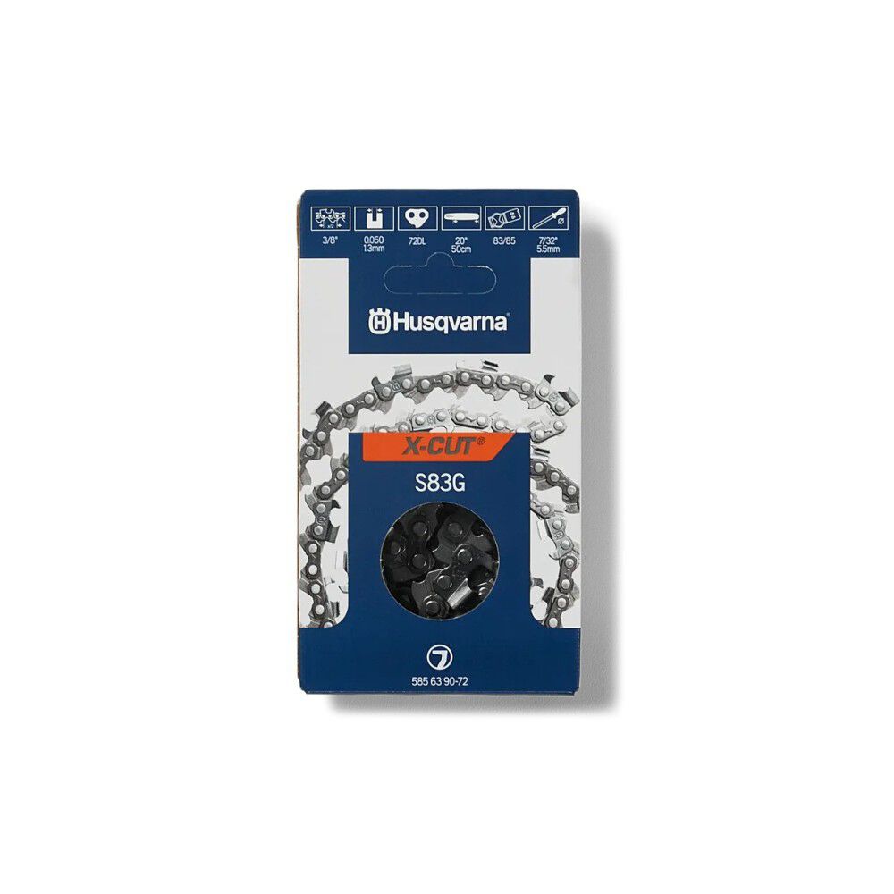 Husqvarna X-CUT S83G 20 Inch 3/8 Inch 72DL Semi-Chisel Chainsaw Chain, large image number 1