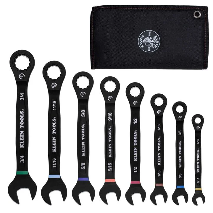 Klein Tools Ratcheting Combination Wrench Set SAE 8 Pieces