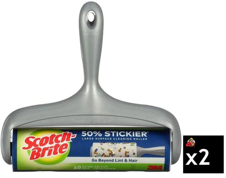 3M Scotch Brite 8 Inch Large Surface Lint Roller Pack of 2