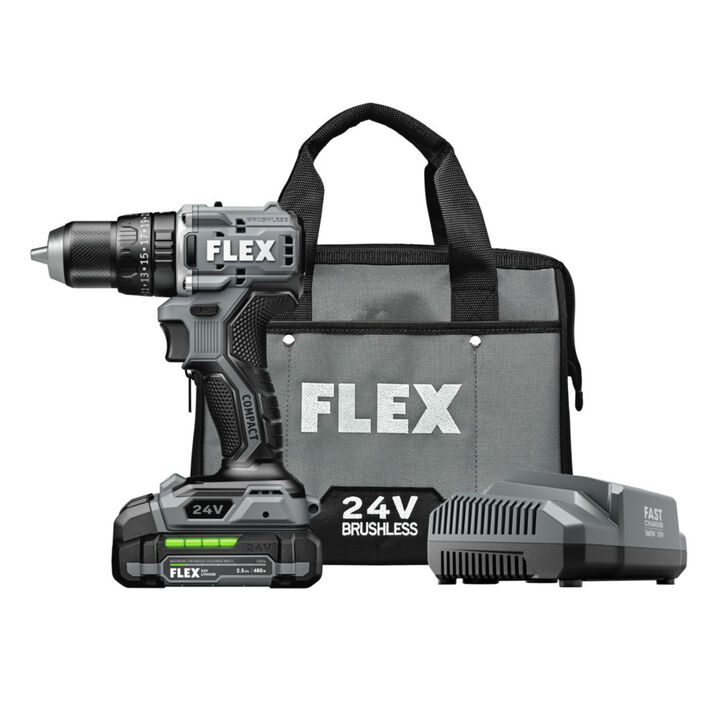FLEX 24V Cordless 1/2 Inch 2 Speed Compact Hammer Drill Kit, large image number 2