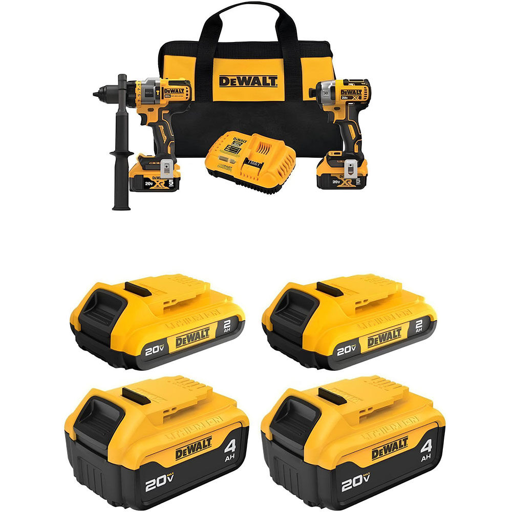 DEWALT 20V MAX Drill & Driver Combo Kit & Battery Pack Bundle, large image number 1