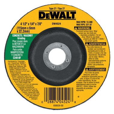 DEWALT Concrete/Masonry Grinding Wheel, large image number 0