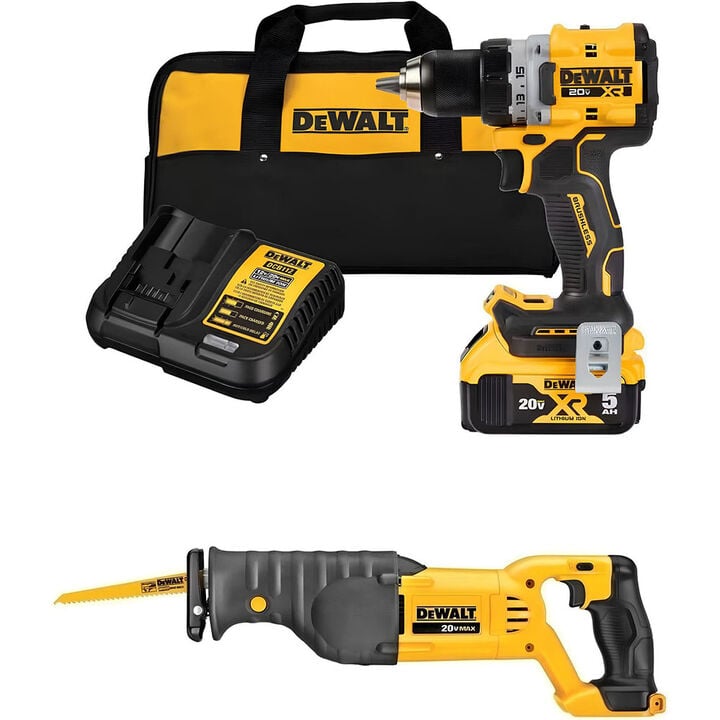 DEWALT 20V MAX Cordless Drill/Driver Kit and Reciprocating Saw Bundle