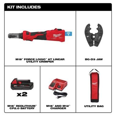 Milwaukee M18 FORCE LOGIC 6T Linear Utility Crimper Kit with BG-D3 Jaw, large image number 1