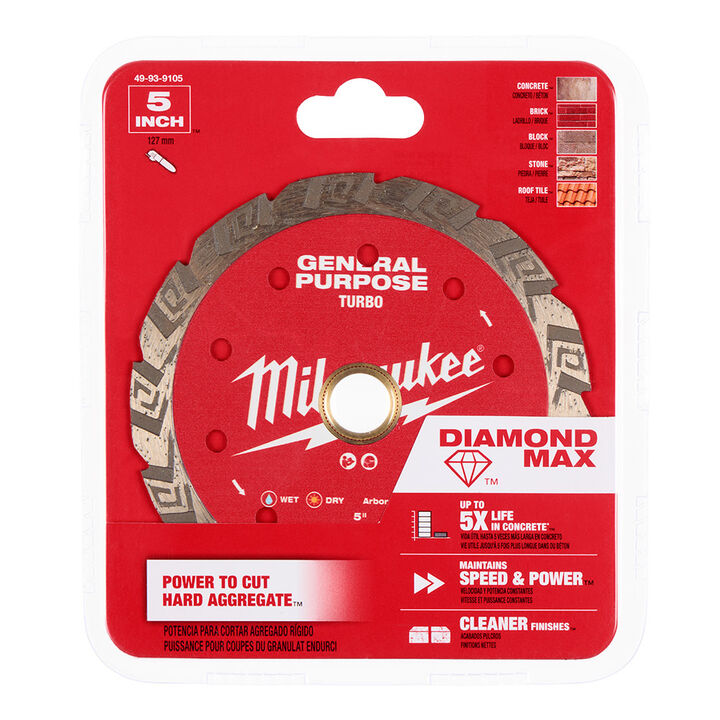 Milwaukee Diamond Max 5 Inch Turbo Rim Diamond Blade for Masonry, large image number 9