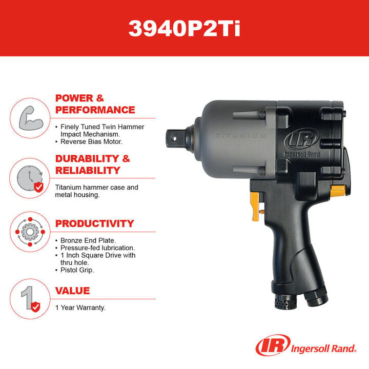 Ingersoll Rand 1 Inch Pistol Grip Air Impact Wrench 2750 Ft-Lb, large image number 2