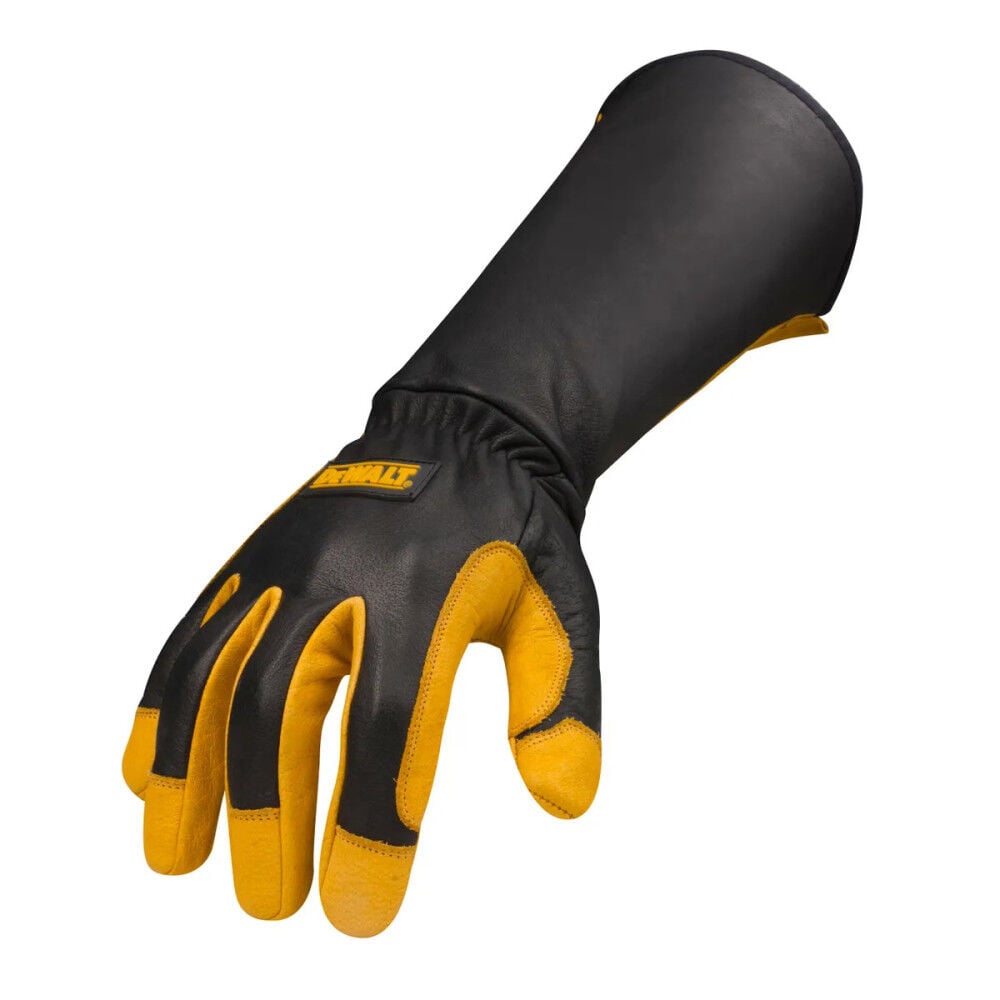 DEWALT Welding Gloves Black/Yellow Premium Leather Size Small – DXMF04051SM