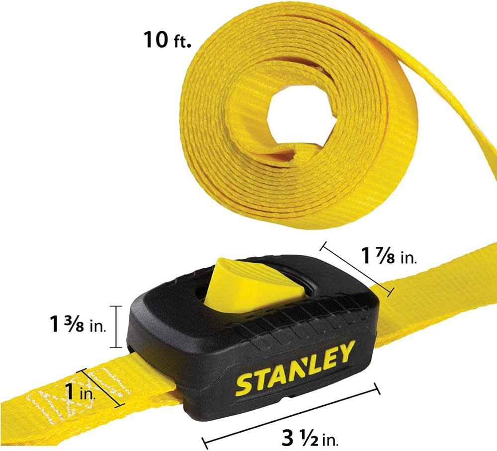 Stanley S2002 Enclosed Cam Buckle Cargo Tie Down Straps 1in x 10' 1200 lbs Break Strength 4pk, large image number 4