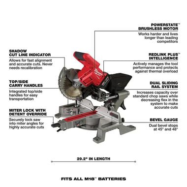 Milwaukee M18 FUEL 7-1/4 in. Dual Bevel Sliding Compound Miter Saw Kit, large image number 6