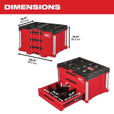 Milwaukee PACKOUT 3-Drawer Tool Box, large image number 2