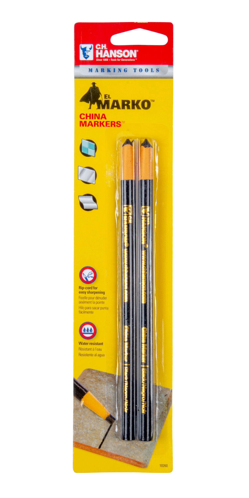 C H Hanson El Marko China Marker Black Carded, 2 Piece, large image number 2