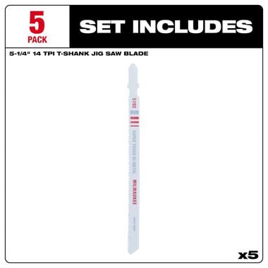Milwaukee 5-1/4 in. 14 TPI Bi-Metal Jig Saw Blade 5PK, large image number 2
