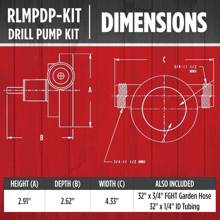 Red Lion 154 GPH Drill Power Transfer Pump Kit with Garden Hose, large image number 2