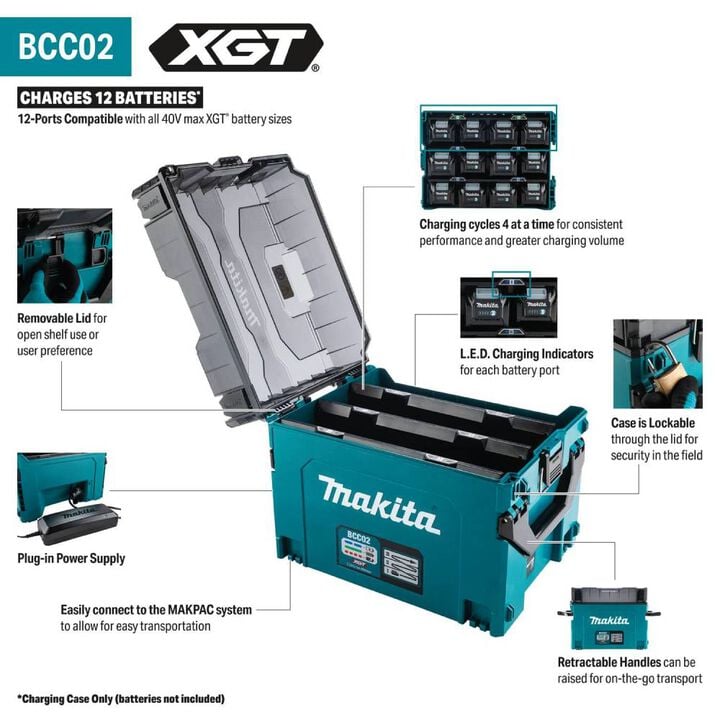 Makita 40V max XGT 12 Port Charging Case, large image number 1