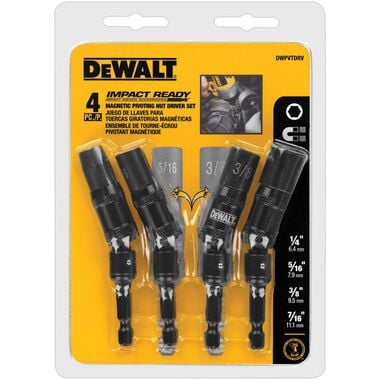 DEWALT 4PC Magnetic Pivoting Nut Driver Set (1/4in 5/16in 3/8in 7/16in), large image number 0
