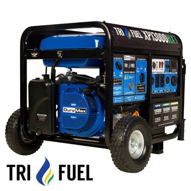 Duromax Generator with CO Alert 13000Watt 500cc Tri Fuel Gas Propane Natural Gas Portable