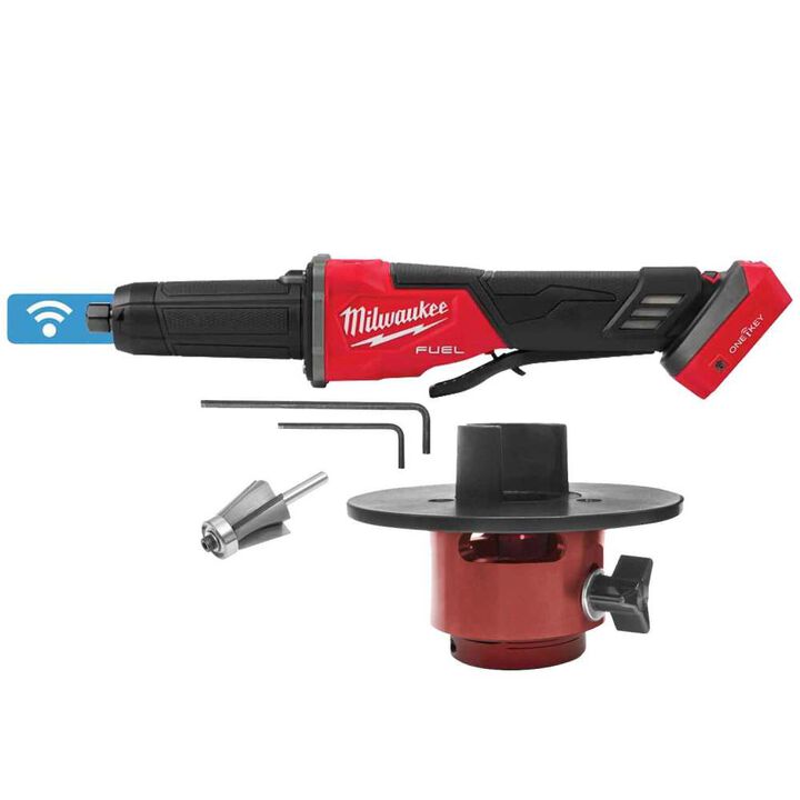 Reed Mfg Bevel Boss Pipe Beveler with Milwaukee 2939-20 Die Grinder and 12Deg Carbide Router Bit