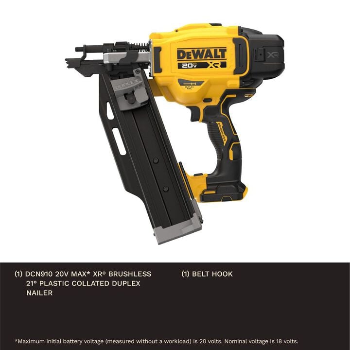 DEWALT 20V Max XR 21 Degree Plastic Collated Duplex Nailer (Bare Tool) and 16D 3-1/2 Inch x 0.131 Inch Collated Duplex Nail Bundle, large image number 2