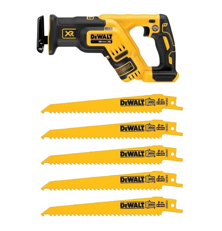 DEWALT 20V MAX XR Reciprocating Saw & 5 Blades Bundle