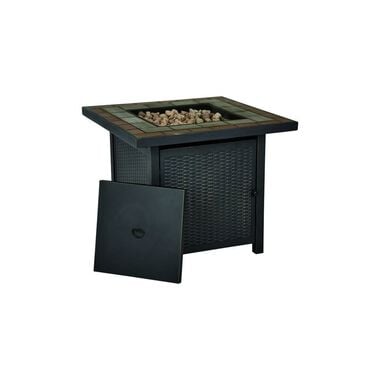 Living Accents Propane Fire Kit 30in Black Steel Square