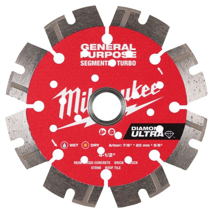 Milwaukee Diamond Ultra 4 1/2 Inch Segmented Turbo Rim Diamond Blade for Masonry