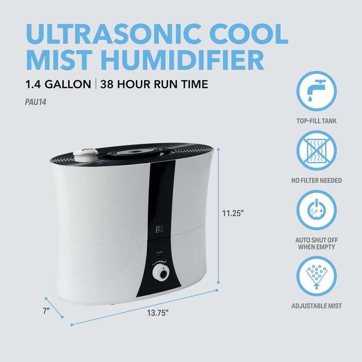 Perfect Aire 1.4 Gallon 193 Sq Ft Cool Mist Humidifier with Aromatherapy Pod, large image number 2