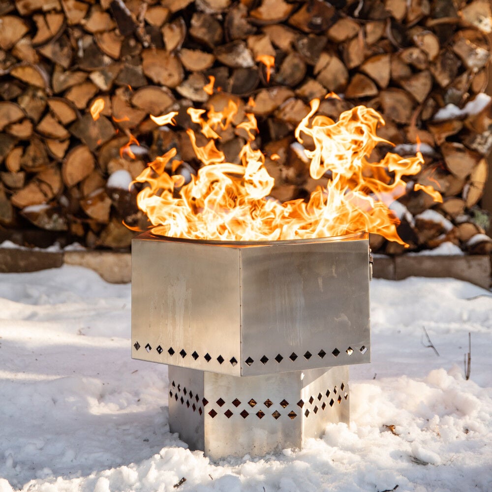 Dragonfire Wood/Pellet Firepit 22 Inch Stainless Steel with Grate & Carry Cover, large image number 4