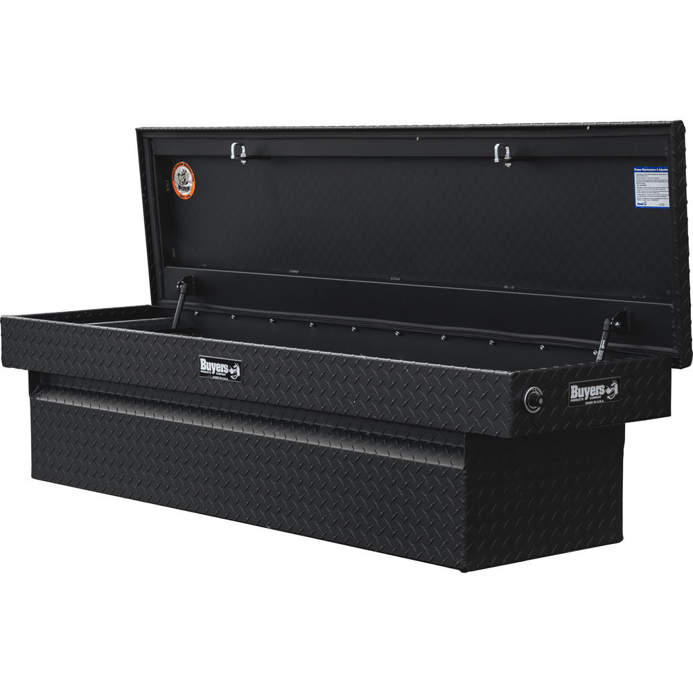 Buyers Products Company 23 Inch x 27 Inch x 71 Inch Diamond Tread Aluminum Crossover Truck Box, Matte Black, large image number 6