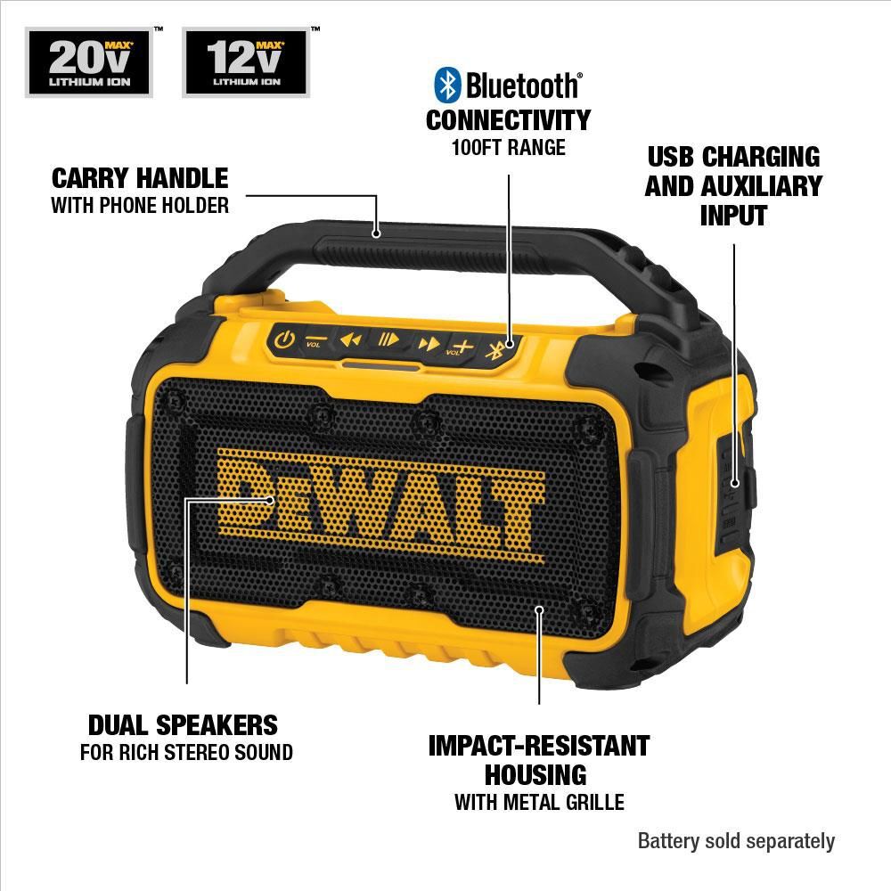 DEWALT 12V/20V MAX Jobsite Bluetooth Speaker, large image number 2