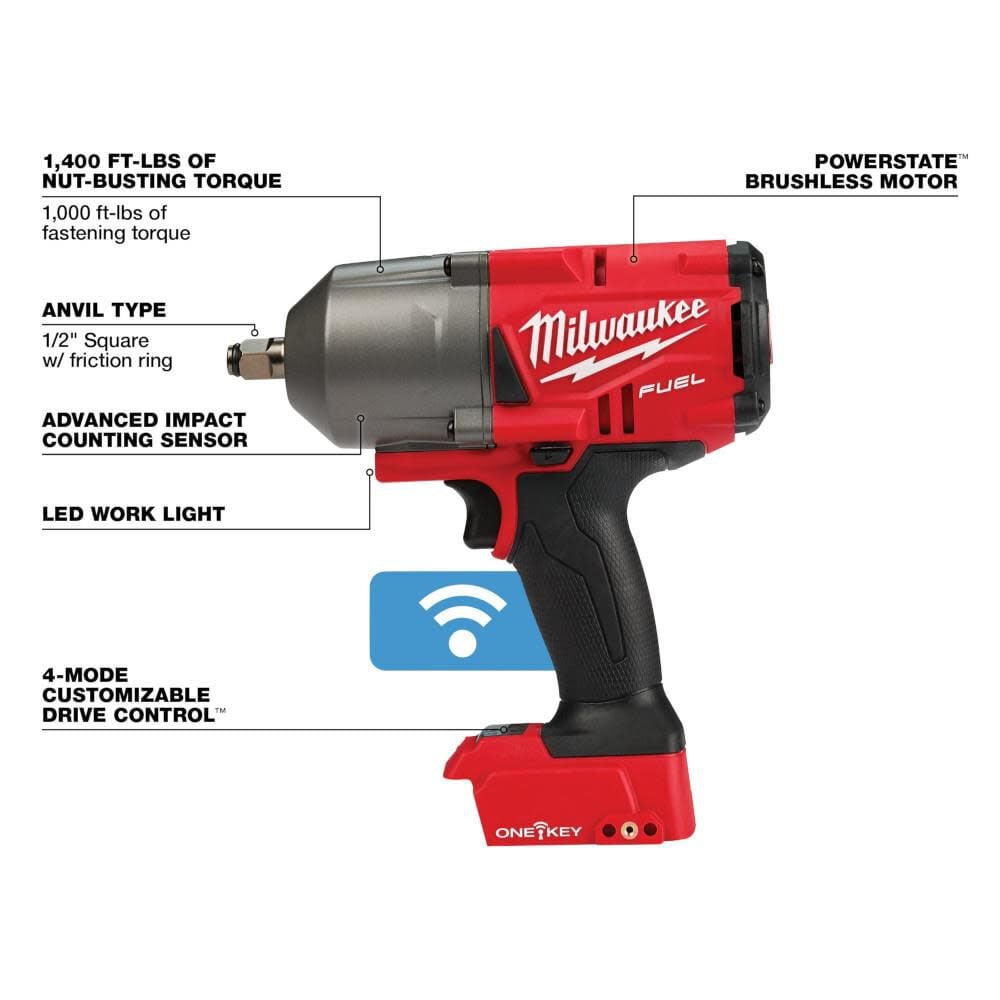 Milwaukee M18 FUEL with ONE-KEY High Torque Impact Wrench 1/2 in Friction Ring (Bare Tool), large image number 3