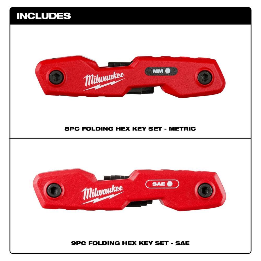 Milwaukee 17 Key Folding Hex Key Sets SAE/Metric 2pc 48-22-2183 from ...