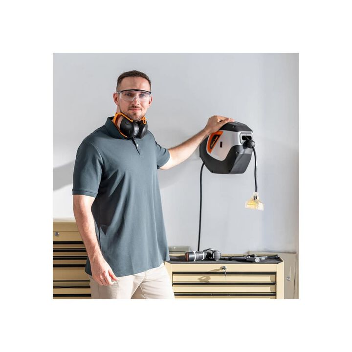 Giraffe Tools 14AWG SJTOW 50 Foot 125V 13A 1500W Retractable Extension Cord Reel, large image number 12