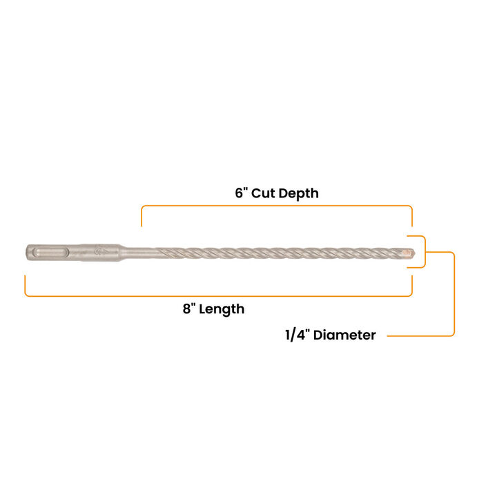 Spyder 1/4 Inch x 8 Inch SDS-Plus 4-Cutter Carbide-Tip Rotary Hammer Drill Bit, large image number 6