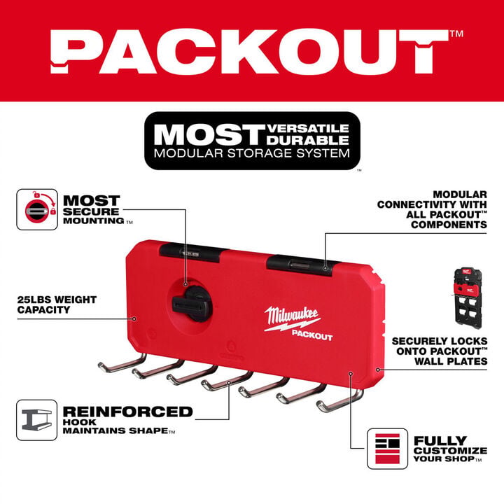 Milwaukee PACKOUT 7 Hook Rack, large image number 6
