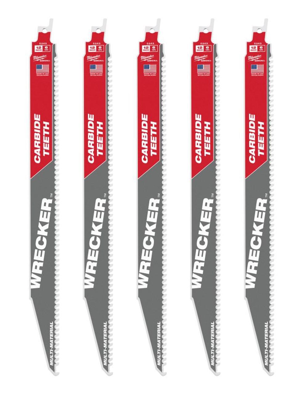 Milwaukee 12inch 6 TPI THE WRECKER with Carbide Teeth SAWZALL Blade 5PK, large image number 15