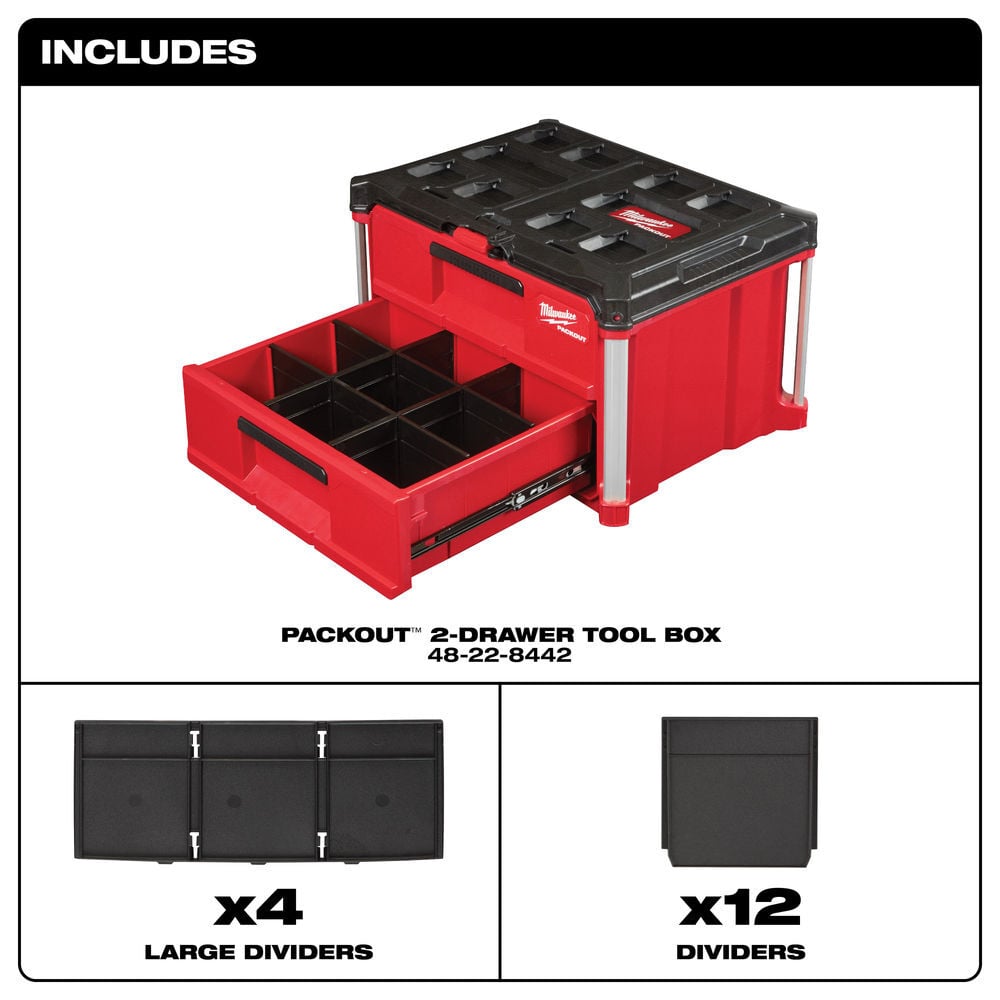 Milwaukee PACKOUT 2-Drawer Tool Box, large image number 9