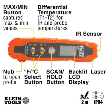Klein Tools Dual IR/Probe Digital Thermometer, large image number 2