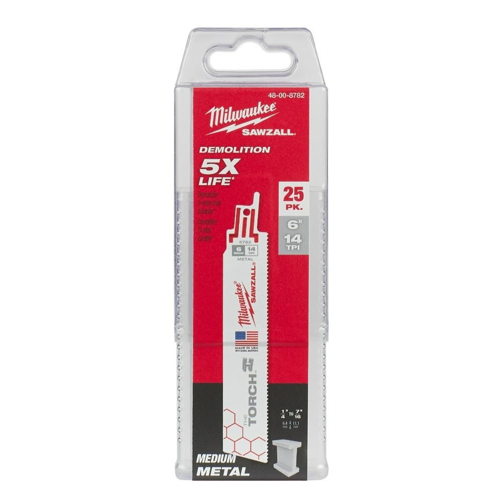 Milwaukee 6 in. 14 TPI THE TORCH SAWZALL Blade 25PK, large image number 11