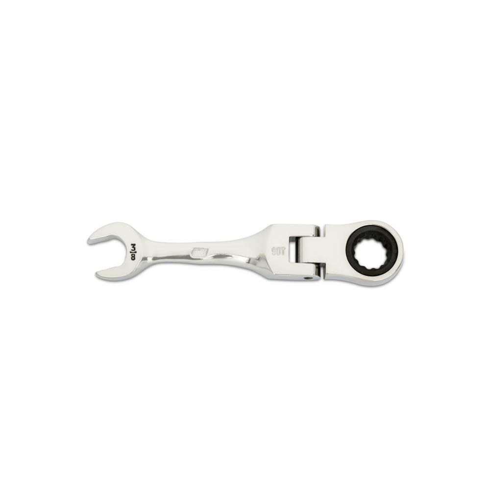 GEARWRENCH 3/8 Inch 90-Tooth 12 Point Stubby Flex Combination Ratcheting Wrench - 86871