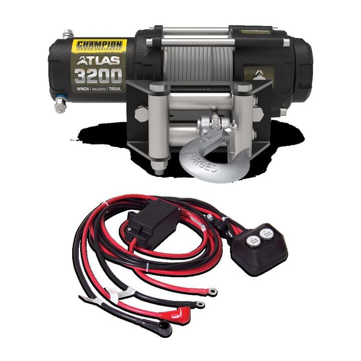 Champion Power Equipment ATLAS 3200 lb ATV/UTV Steel Cable Winch Kit