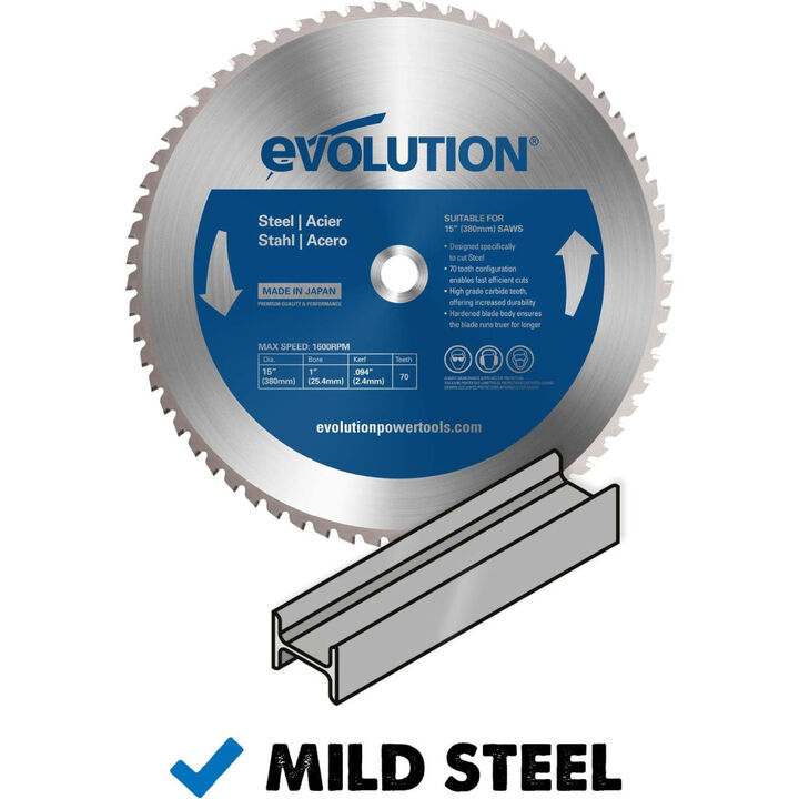 Evolution Power Tools 15in x 70T Mild Steel Cutting Chop Saw Blade, large image number 1