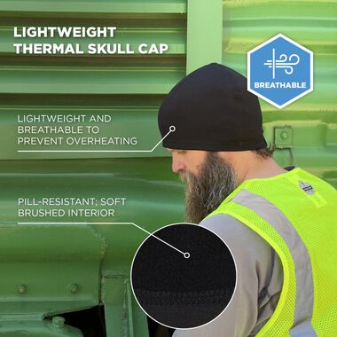 Ergodyne N-Ferno 6813 Black Hard Hat Liner, large image number 1