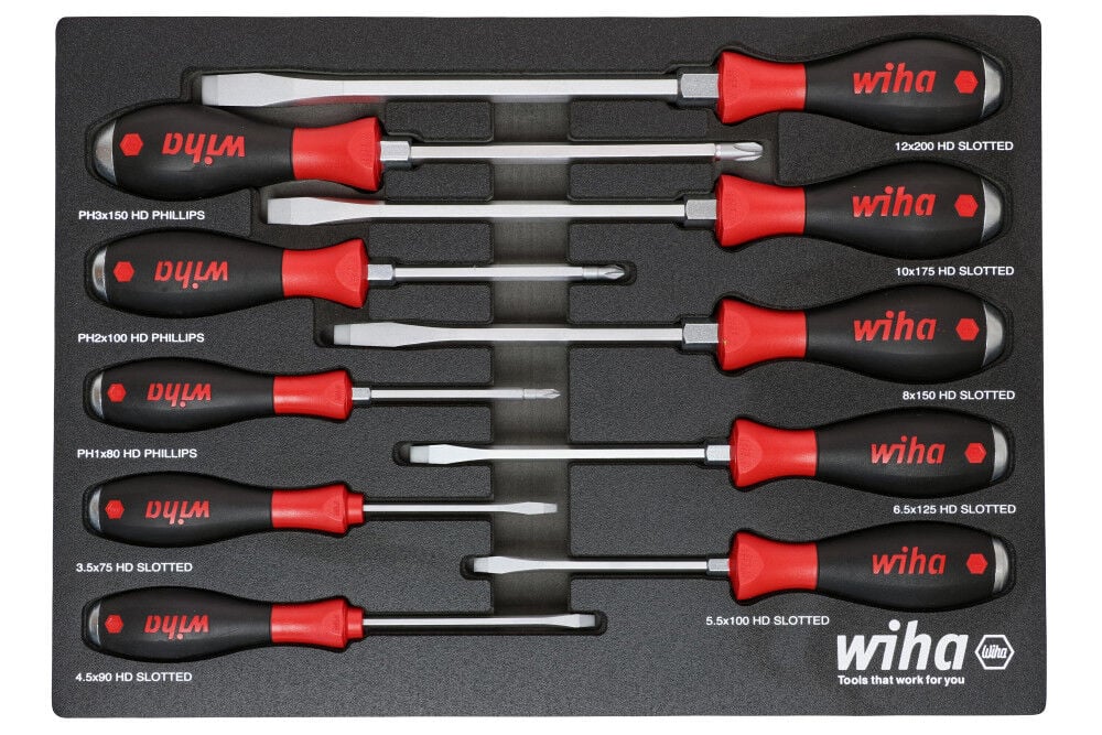 Wiha Softfinish Screwdriver Tray Set 10Pc