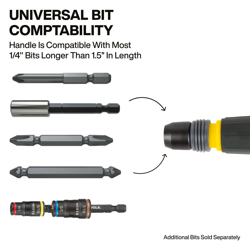 Klein Tools Fastbit Tru-Grip Screwdriver, Phillips, Slotted Bits, large image number 3