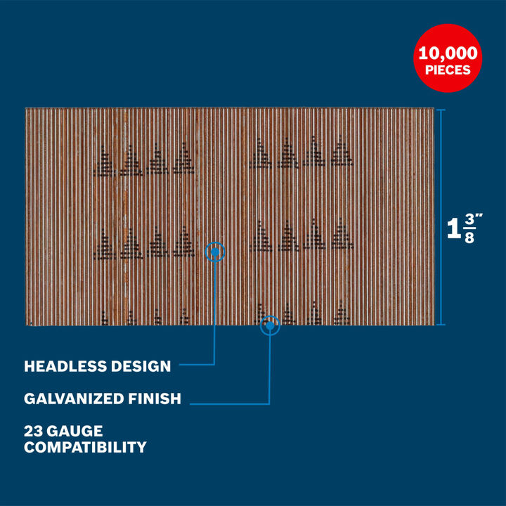 Bosch 1-3/8 Inch 23 Gauge Galvanized Pins, 10000 Pieces, large image number 1