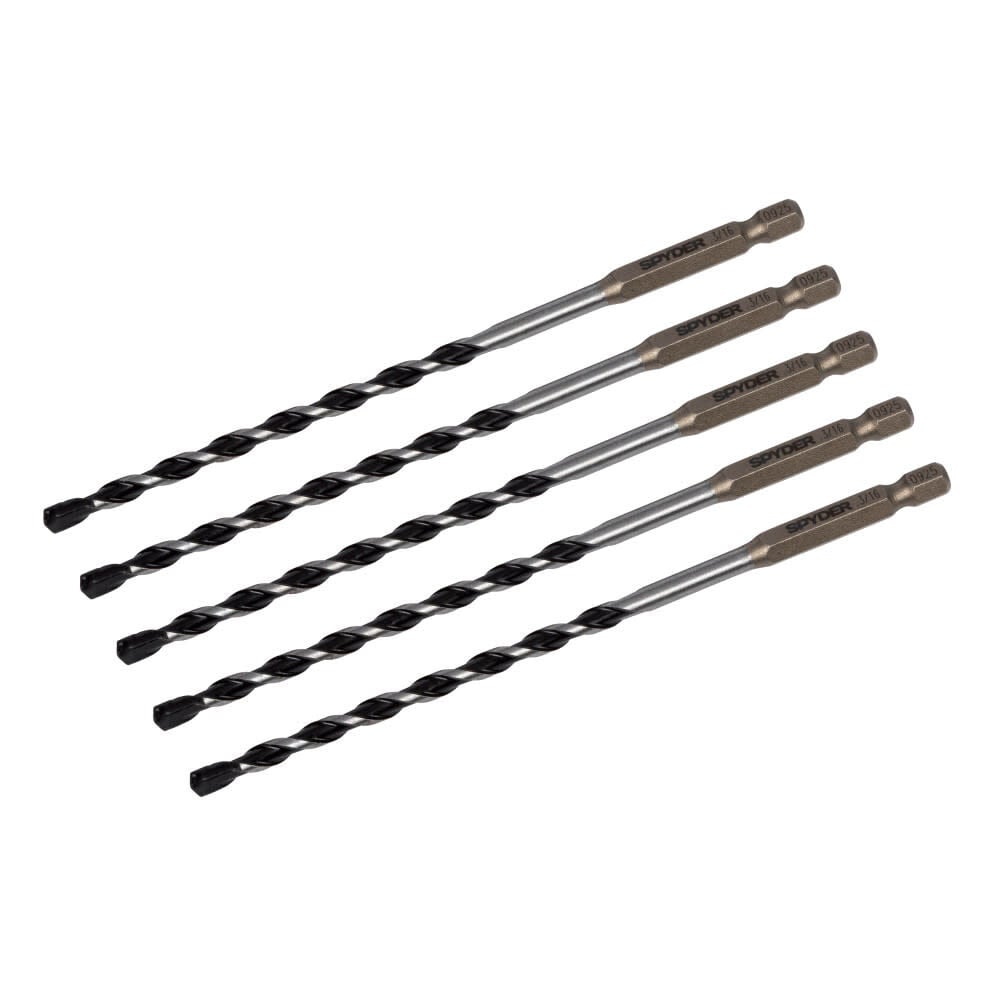 Spyder 3/16 Inch x 6 Inch Impact Shank Hammer Drill Bit, 5 Pieces - 950062