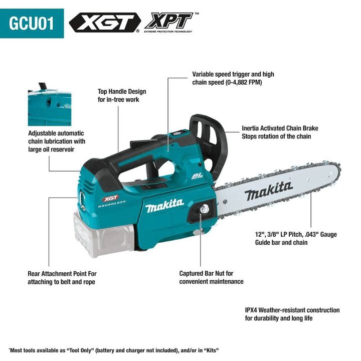 Makita 40V max XGT Cordless 12in Top Handle Chain Saw Kit, large image number 19