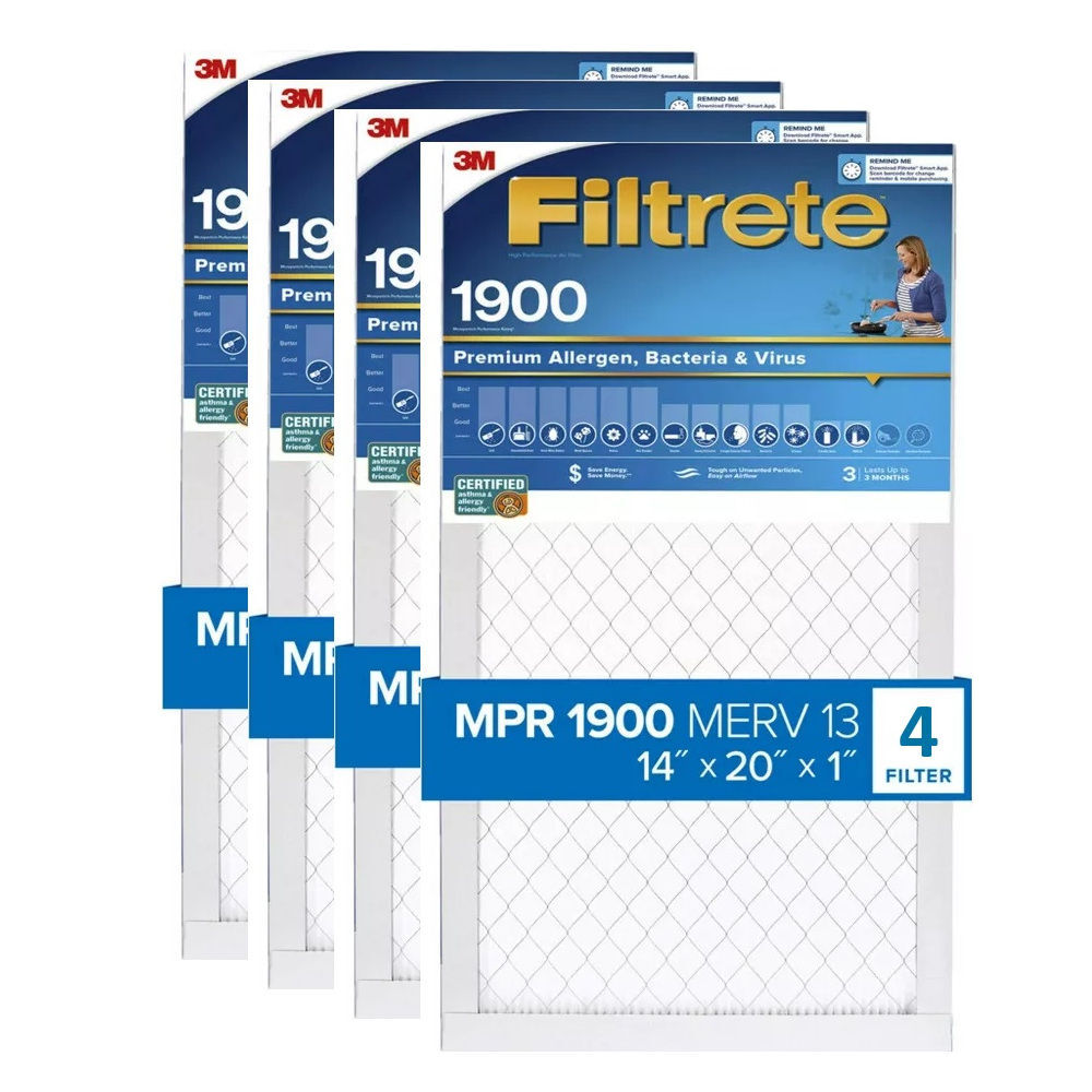3M Filtrete 14 x 20 x 1-Inch 1900 MPR MERV 13 Allergen Defense Furnace Air Filter, 4-Pack, large image number 1