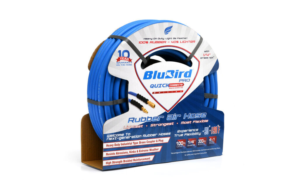 BluBird 1/4 Inch ID x 100 Ft Length Rubber Quick Connect Air Hose, large image number 3